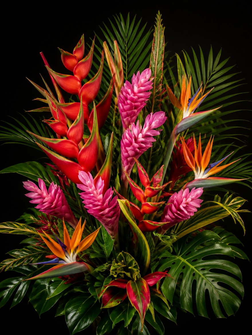 Botanic Gardens — wild tropical heliconia, ginger, birds of paradise